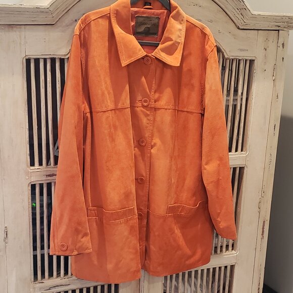 St Johns Bay Burnt Orange Leather Suede Jacket 1X - Picture 2 of 10